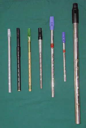 Contemporary tin whistles in several keys Contemporary tin whistles in several keys