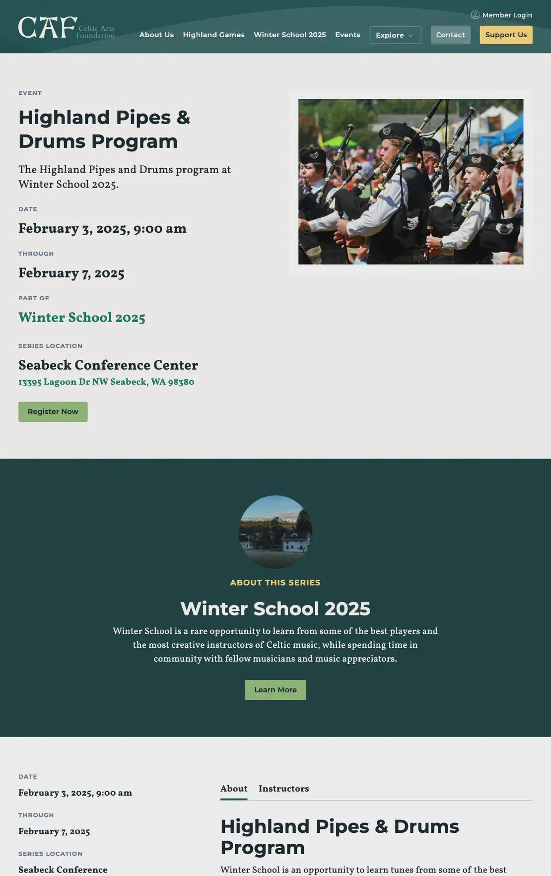 Highland Pipes & Drums Program at Winter School 2025