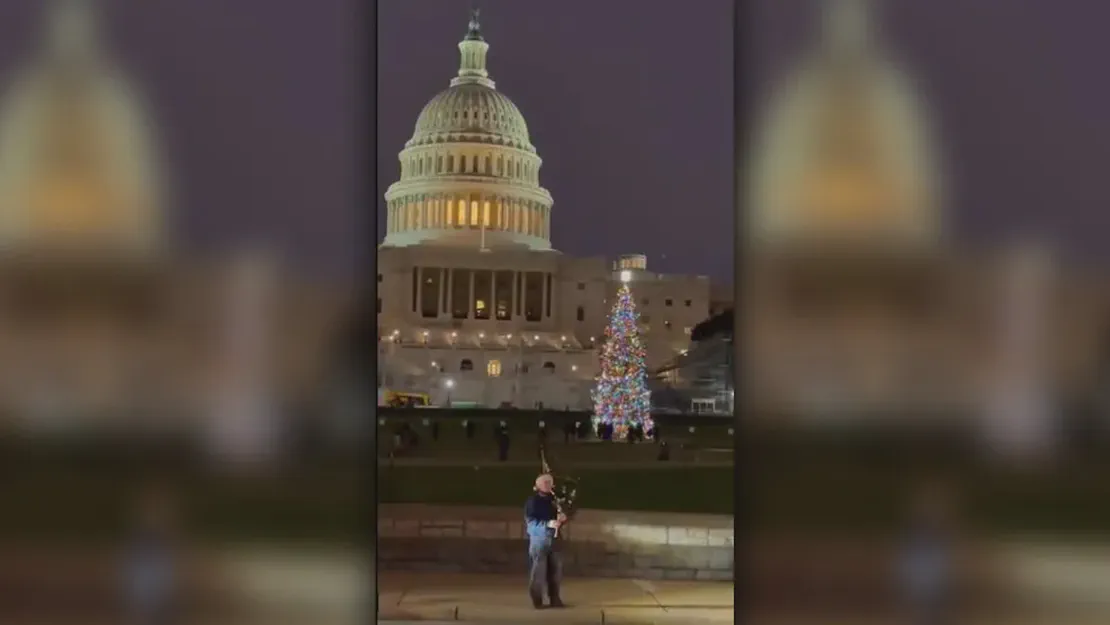 WATCH: DC firefighter plays 'Jingle Bells' on bagpipes at US Capitol Christmas tree
