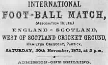 Worlds first international football (soccer) match, Scotland V England at West of Scotland Cricket Ground