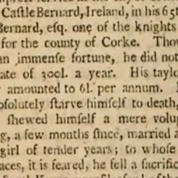 MP for Cork, James Bernard, died