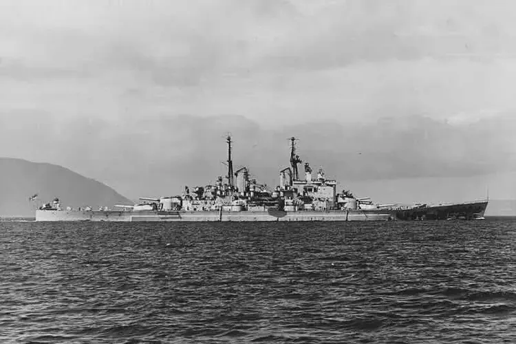 HMS Vanguard, Britains biggest and last battleship, was launched at Clydebank