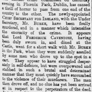 Phoenix Park murders, The assassination Lord Frederick Cavendish, and T.H. Burke