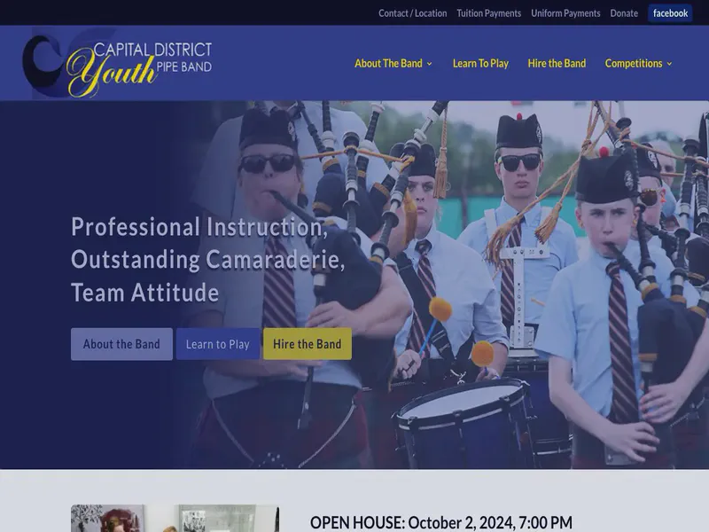 Website preview for cdyouthpipeband.com