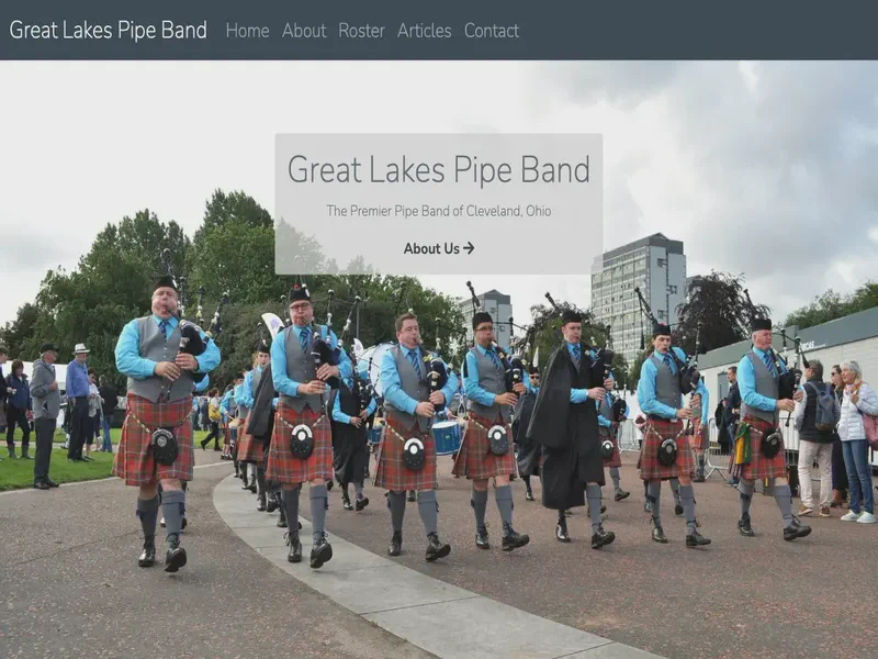 Website preview for greatlakespipeband.org