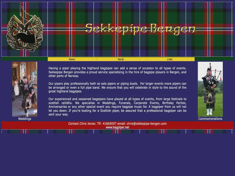 Website preview for www.sekkepipe-bergen.com