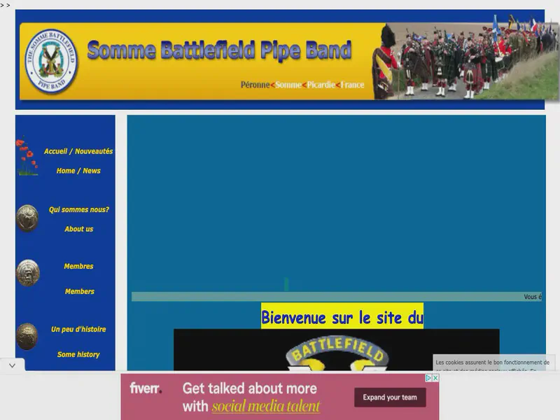 Website preview for www.sommebattlefieldpipeband.com